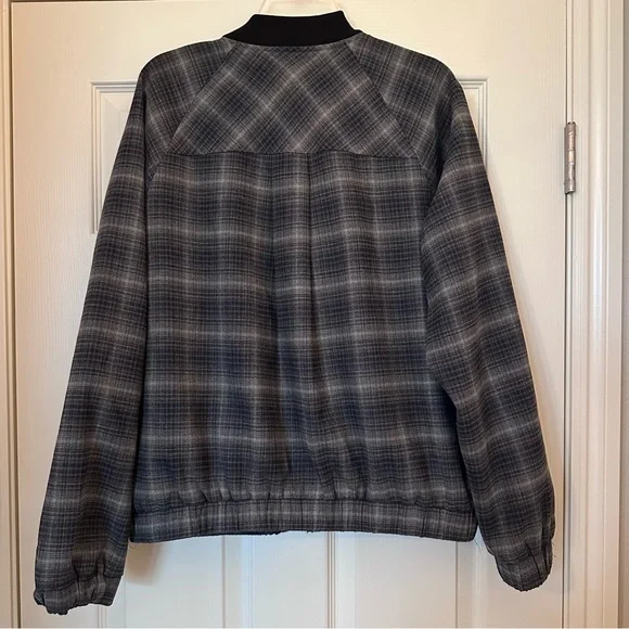 WAO Bomber Jacket Plaid Black and Gray Women's Sz Medium - Picture 10 of 16